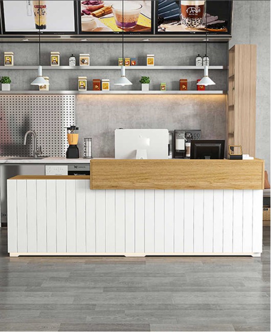 Creative Modern Wooden High End Small White Reception Desk