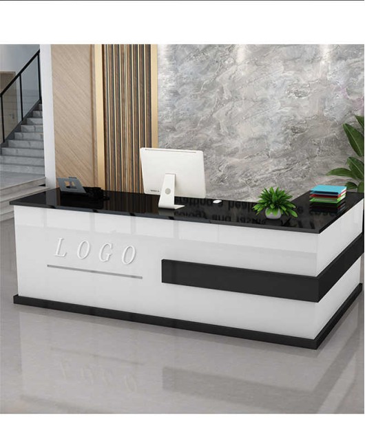 Custom Creative Modern Wooden Cashier Desk Retail L Shaped Reception Desk