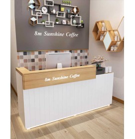 Creative Design Modern Wooden High End White Curved Reception Desk