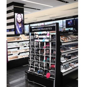 Creative Design Custom Retail Modern Black Double Side Gondola Cosmetic Display Racks