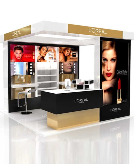 Custom Creative Wooden Luxury Cosmetic Kiosk Design