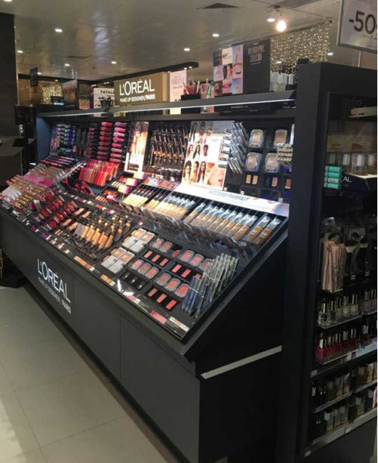 Custom Creative Design Modern Retail Makeup Showcase Cosmetic Display Counter