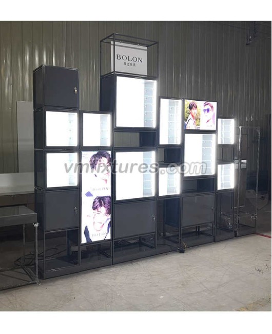 Luxe Creatief Ontwerp Houten Glas Sieraden Winkel Display Teller Showcase