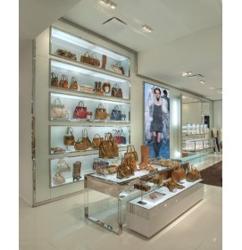 Creative Modern Retail Handbag Store Design High End Wooden Handbag Display Cabinet