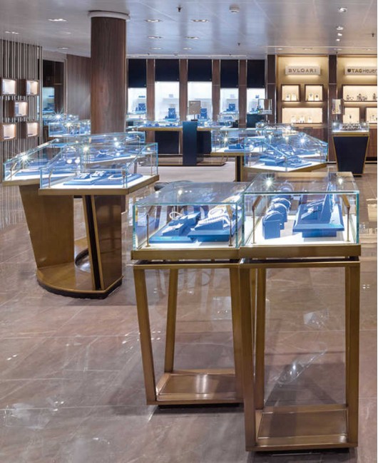 Vetrina di vetro di legno del contatore dell'esposizione della gioielleria di progettazione creativa di lusso