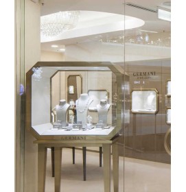 Escaparate de cristal de madera del mostrador de la exhibición de la joyería del diseño creativo de lujo