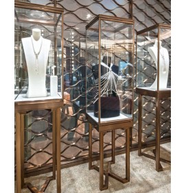 Luxury Modern Wooden Glass Window Portable Jewellery Showcase Display