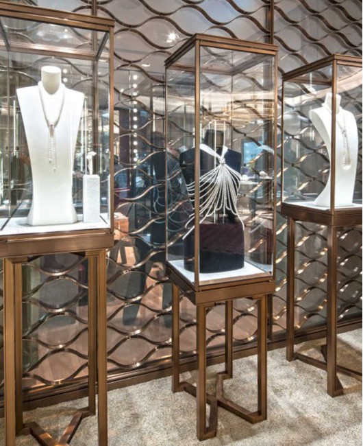 Luksusowa kreatywna konstrukcja Drewniany szklany sklep jubilerski Prezentacja licznika