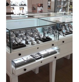 Luxe Creatief Ontwerp Houten Glas Sieraden Winkel Display Teller Showcase