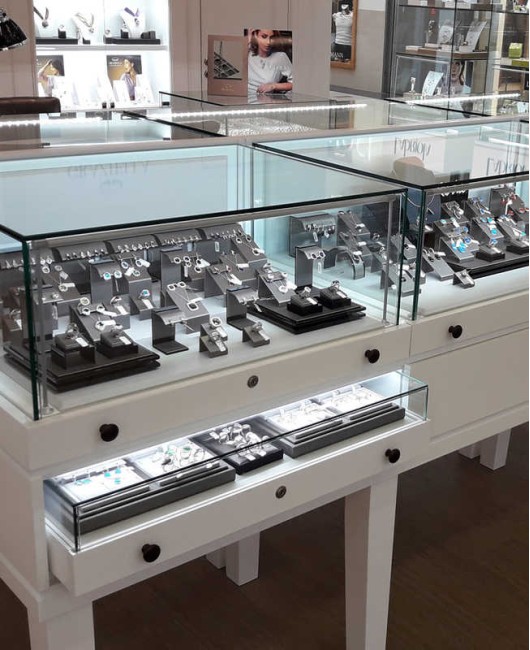 Custom Retail Modern Glass Drawer Portable Jewellery Shop Display Cases For Sale