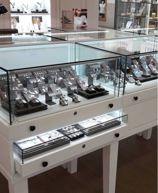 Luxe Creatief Ontwerp Houten Glas Sieraden Winkel Display Teller Showcase