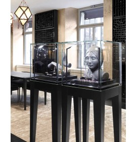 Retail Modern Custom Glass Black Portable Jewellery Display Showcase