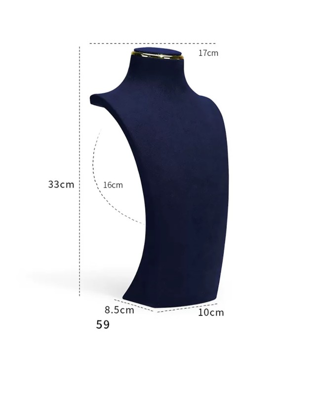 Popular New Navy Blue Velvet Necklace Display Bust For Sale