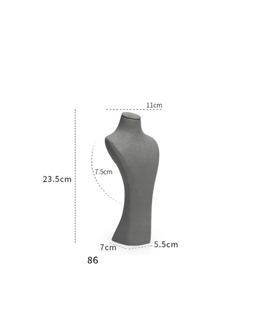 Popular Luxury Light Gray Velvet Jewelry Necklace Display Bust For Sale