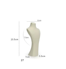 Popular Luxury Off White Velvet Jewelry Necklace Display Bust For Sale
