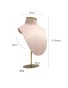 Gold Metal Pink Velvet Jewelry Necklace Display Bust For Sale