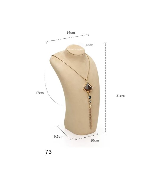 Premium Khaki Velvet Jewelry Necklace Display Bust For Sale