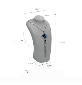 Premium Light Gray Velvet Jewelry Necklace Display Bust For Sale