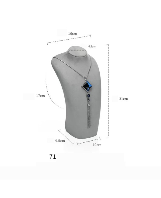 Premium Light Gray Velvet Jewelry Necklace Display Bust For Sale