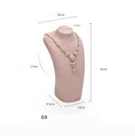 Premium Pink Velvet Jewelry Necklace Display Bust For Sale
