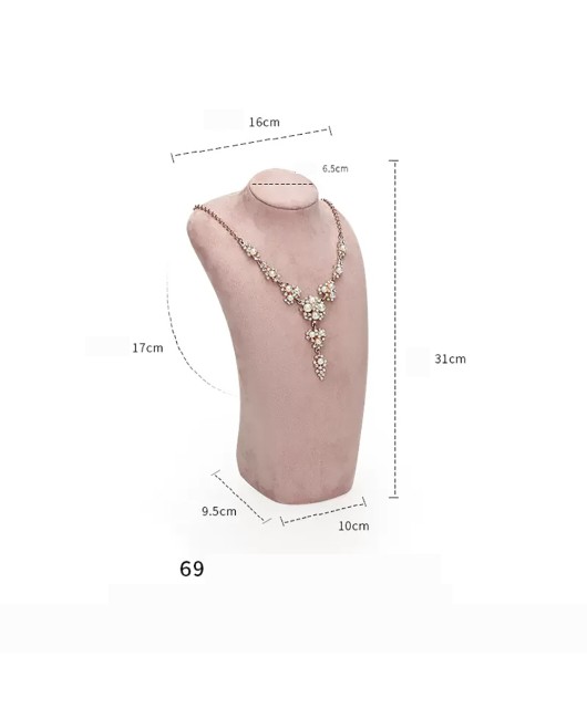 Premium Pink Velvet Jewelry Necklace Display Bust For Sale