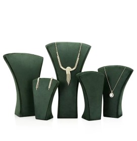 New Luxury Dark Green Velvet Jewelry Necklace Display Bust