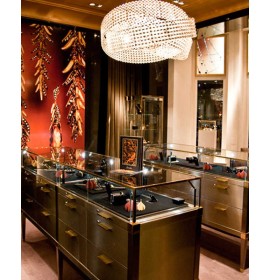 Luxury Custom Modern Retail Wooden Glass Jewelry Designer Showcase
