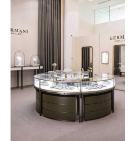 Custom Modern Wooden Glass Jewelry Display Counter Showcase Design