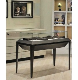 Modern Custom Retail Glass Black Portable Jewellery Display Table Showcase