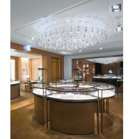 Modern Wooden Glass Circular Jewelry Display Counter For Retail Store With Floor Cabinet