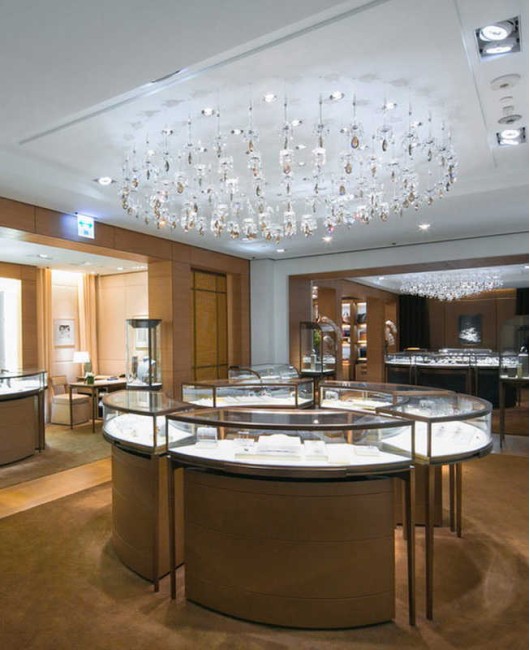 Modern Wooden Glass Circular Jewelry Display Counter For Retail Store With Floor Cabinet