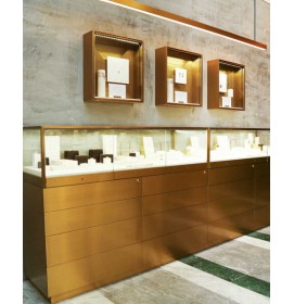 Luxury Custom Modern Wooden Glass Jewelry Display Counter Design