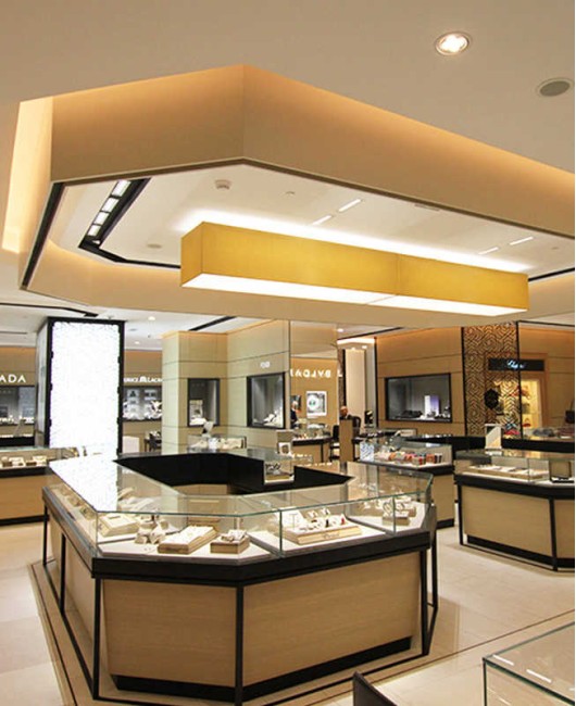 High End Modern Custom Glass Jewellery Shop Kiosk Counter Design