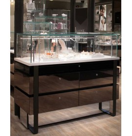 Commercial Custom Modern Locking Ring Jewellery Store Display Case For Sale