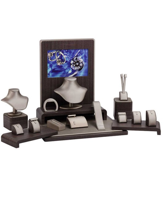 Luxury Creative Design Modern Commercial Wood Jewelry Display Set