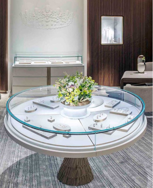 Vitrine do balcão expositor da joalheria com design criativo e luxuoso de vidro de madeira
