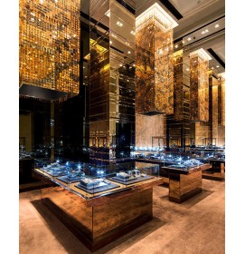 Vitrine do balcão expositor da joalheria com design criativo e luxuoso de vidro de madeira