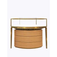 Desain Kreatif Circular Brushed Gold Stainless Steel Jewellery Display Counter Dijual