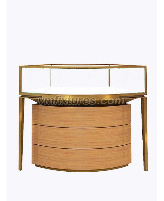 Creative Design Circular Brushed Gold Edelstahl-Schmuck-Display-Theke zum Verkauf