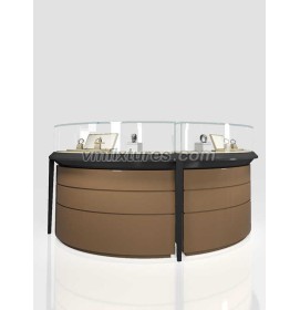 Premium Circular Glass Jewellery Showroom Display Counter For Sale