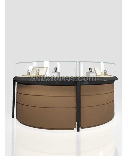 Premium Circular Glass Jewellery Showroom Display Counter For Sale