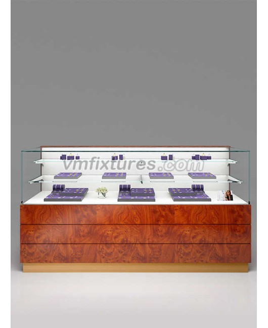 Mostrador de sala de exposición de joyería de madera de vidrio de madera de primera calidad a la venta