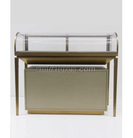 Creative Design Curved Jewlry Display Showcase Counter With Floor Cabinet