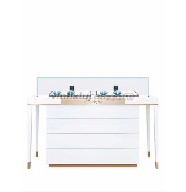 Armário expositor de vidro branco de madeira de luxo para loja de joias