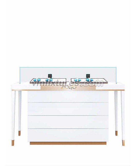 Luxury White Wooden Glass Jewelry Shop Display Counter Cabinet Design