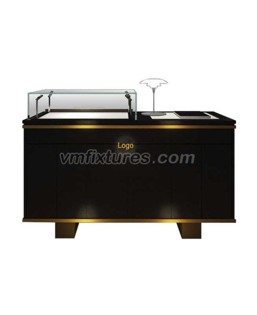 High End Wooden Glass Jewelry Shop Reception Display Counter