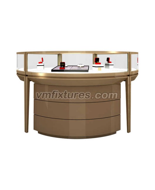 Luxury Creative Design Wooden Tempered Glass Jewelry Shop Display Showcase For Sale