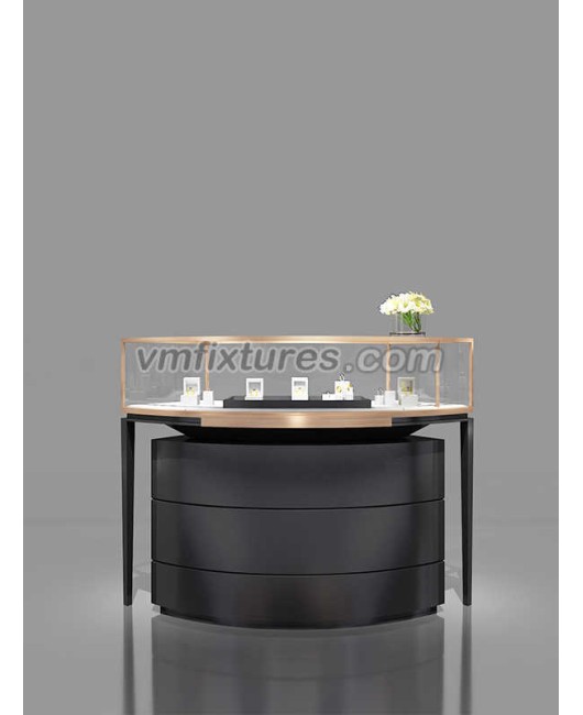 Luxury Circular Glass Jewelry Display Cases For Retail Stores