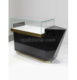 Black and Gold Luxury Wooden Jewelry Shop Display Counter Showcase