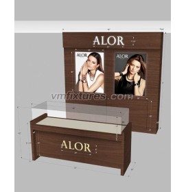 Wooden Jewelry Shop Showcase Display Counter And Wall Mounted Display Cabinet